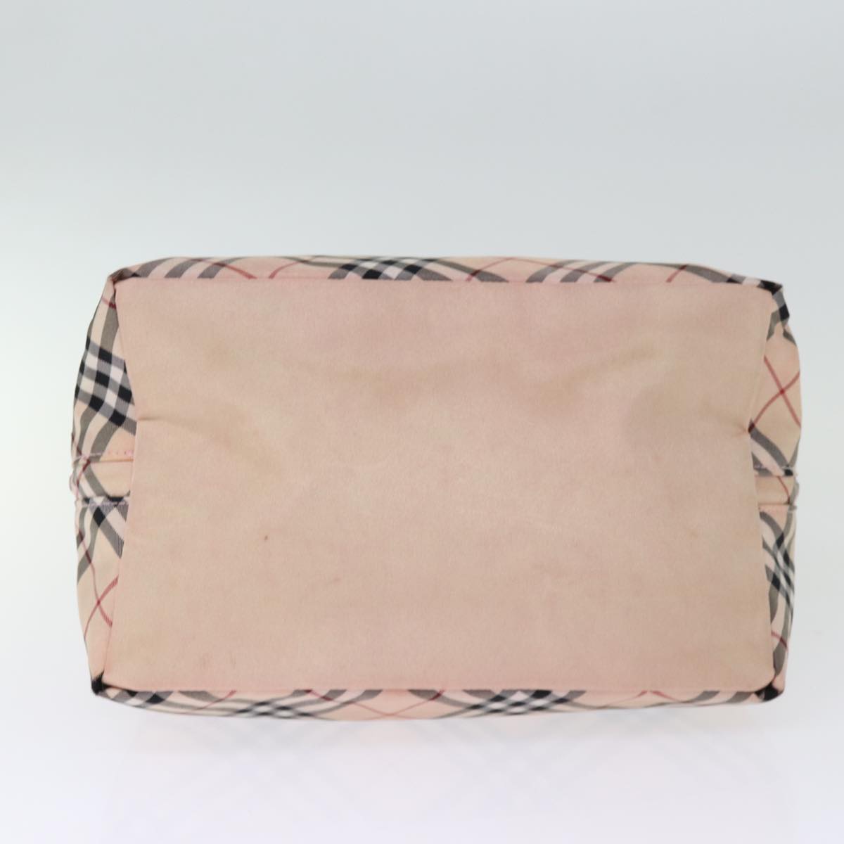 BURBERRY Nova Check Blue Label Hand Bag Nylon Pink Auth bs14256