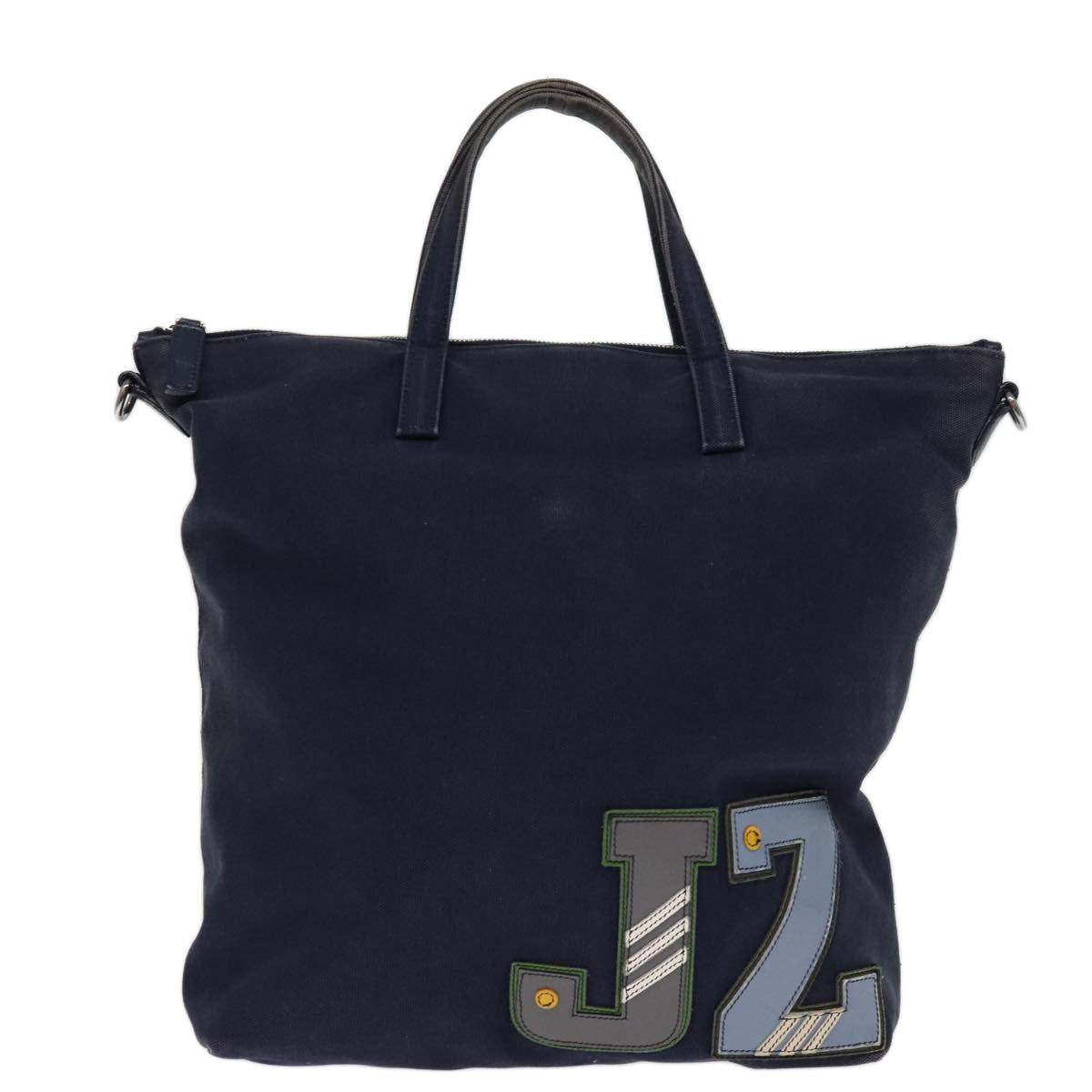 PRADA Hand Bag Canvas 2way Navy Auth bs14257