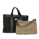 BURBERRY Black label Tote Bag Nylon Canvas 2Set Beige Brown Auth bs14274-1