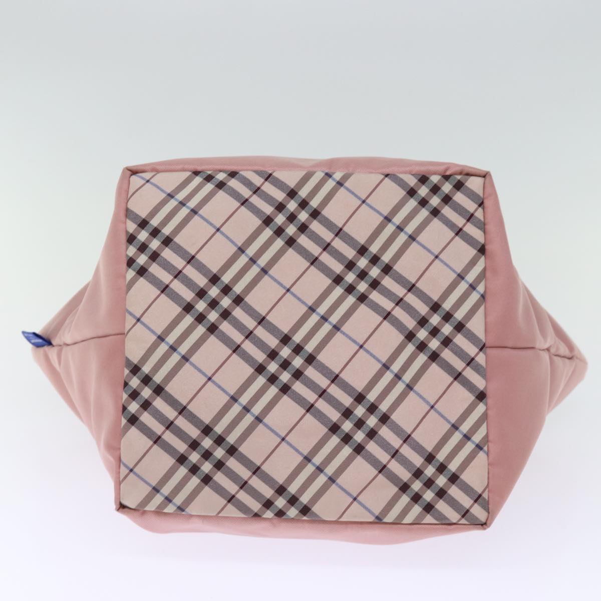 BURBERRY Nova Check Blue Label Hand Bag Nylon Pink Auth bs14275