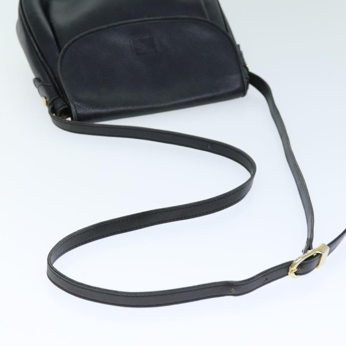 Burberrys Shoulder Bag Leather Black Auth bs14276