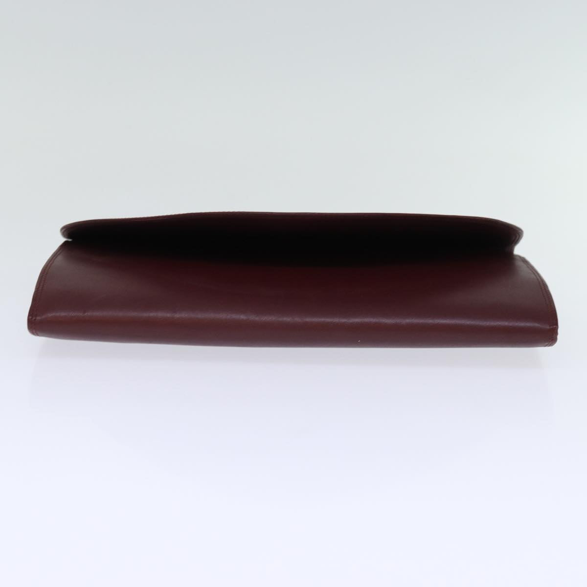 CARTIER Clutch Bag Leather Wine Red Auth bs14277