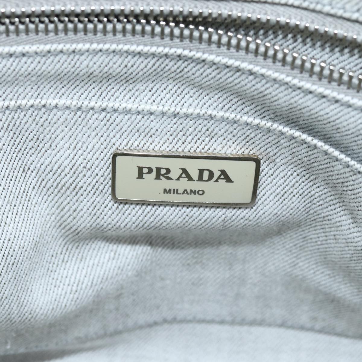 PRADA Bijoux Canapa MM Hand Bag Canvas 2way Gray Auth bs14279