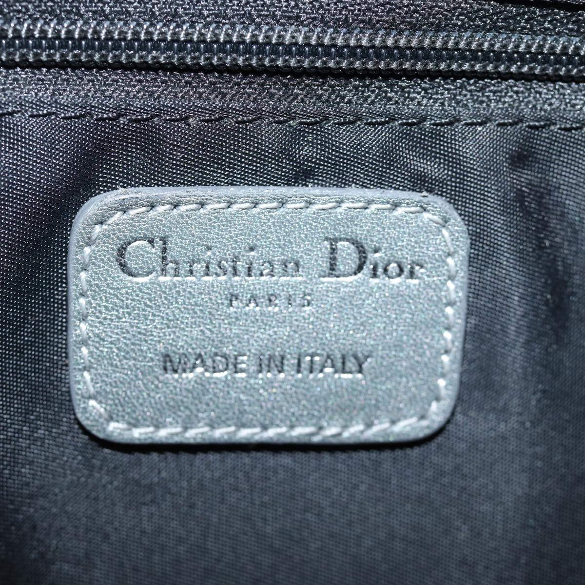 Christian Dior Lady Dior Canage Hand Bag Nylon Gray Auth bs14281