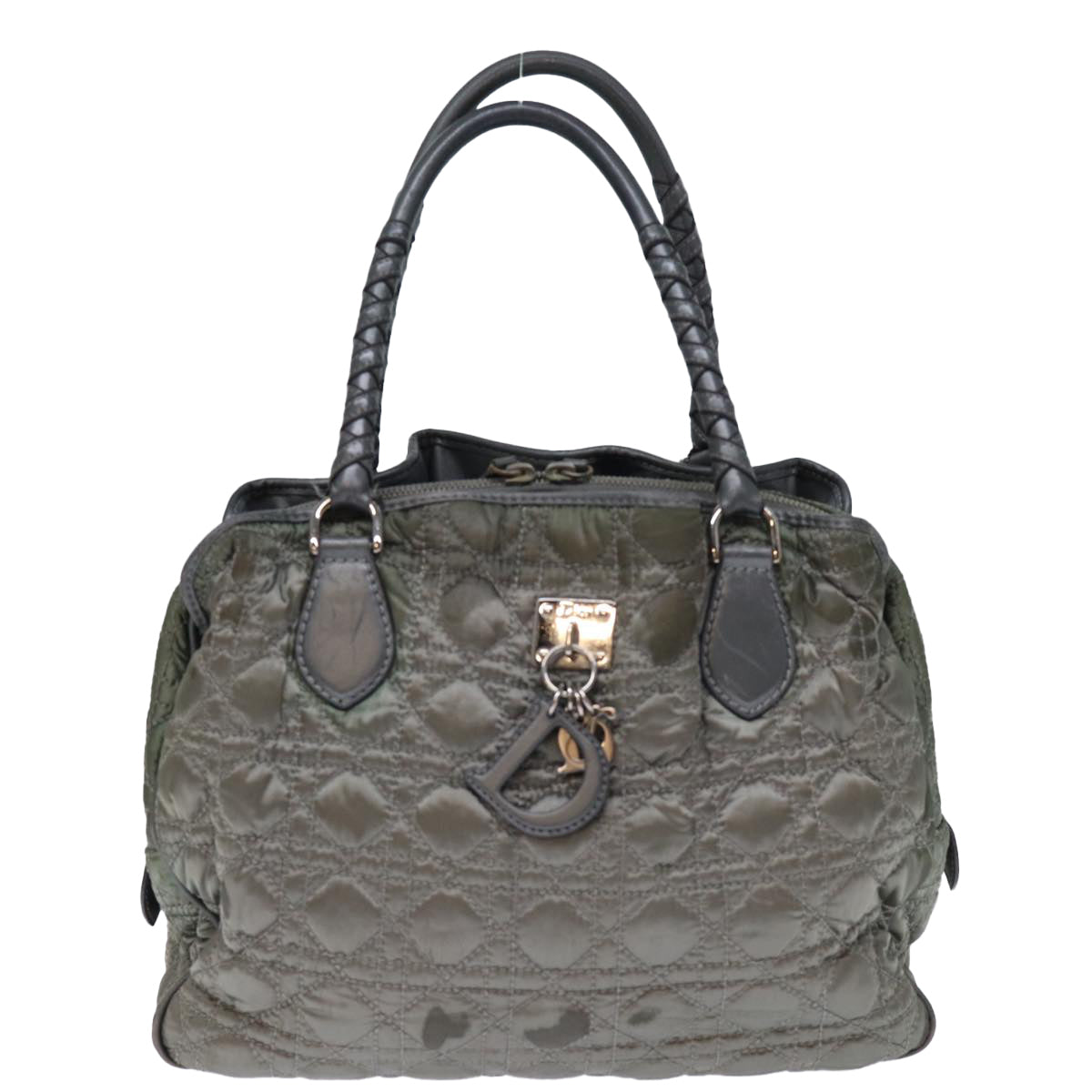 Christian Dior Lady Dior Canage Hand Bag Nylon Gray Auth bs14281 - 0