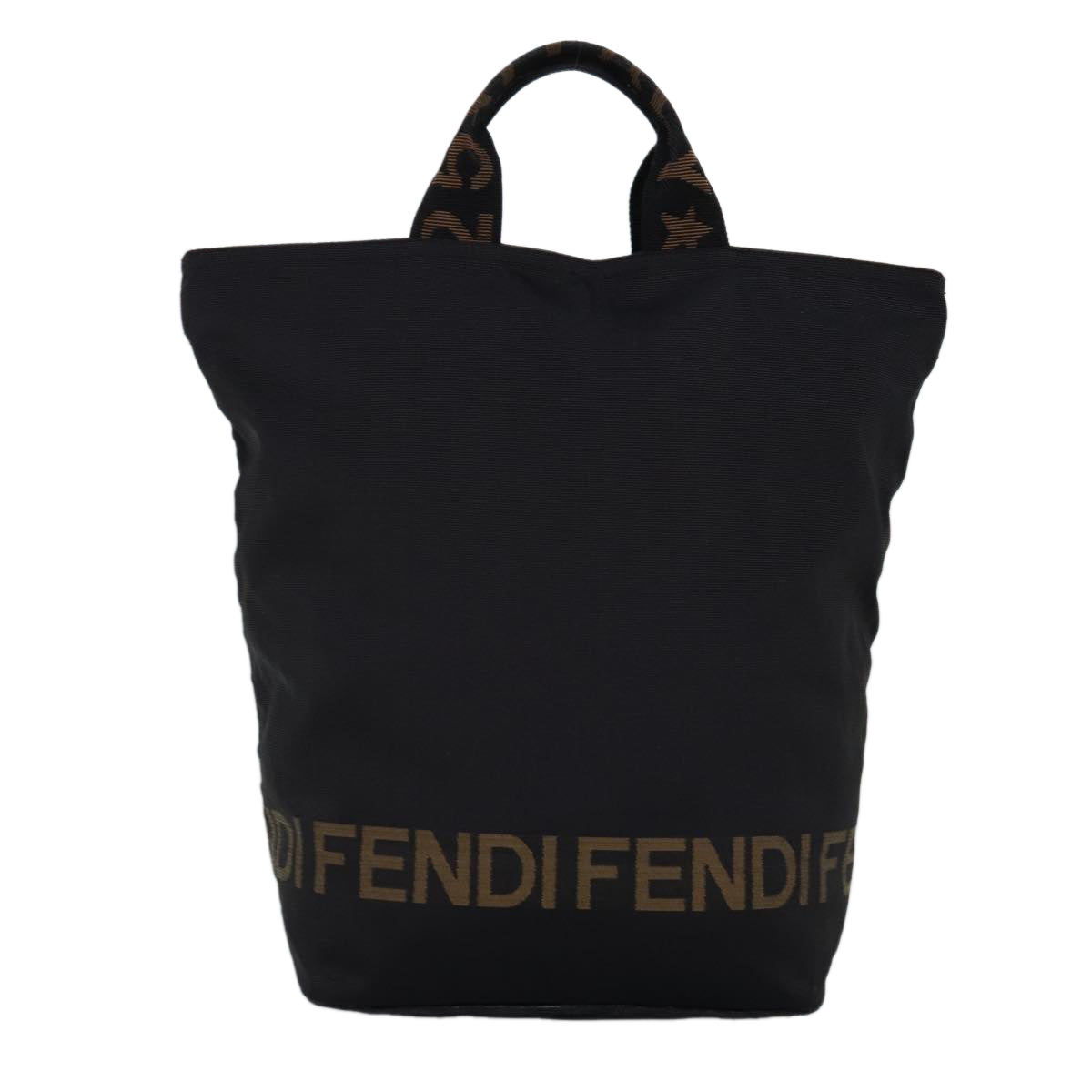 FENDI Hand Bag Nylon Black Auth bs14282