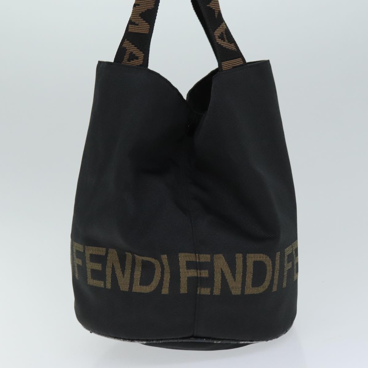 FENDI Hand Bag Nylon Black Auth bs14283