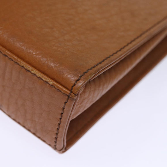 Burberrys Clutch Bag Leather Brown Auth bs14286