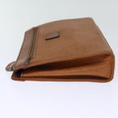 Burberrys Clutch Bag Leather Brown Auth bs14286-3