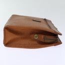 Burberrys Clutch Bag Leather Brown Auth bs14286-4