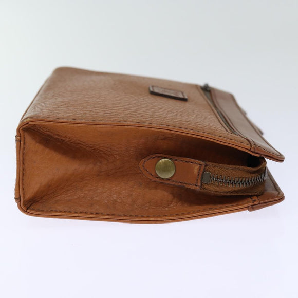Burberrys Clutch Bag Leather Brown Auth bs14286