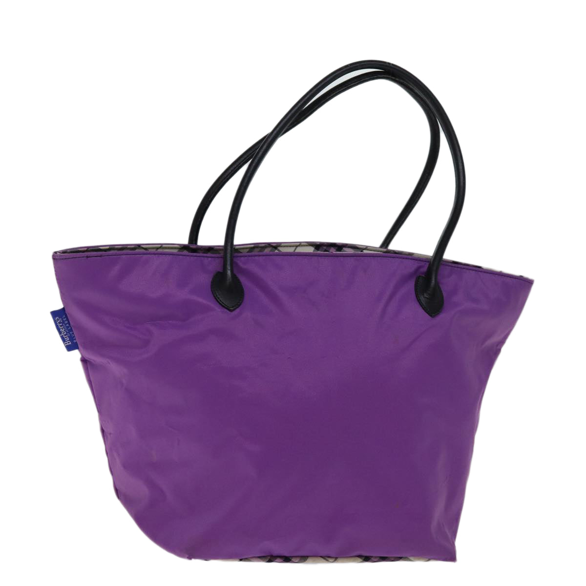 Burberrys Nova Check Blue Label Tote Bag Nylon Purple Auth bs14287