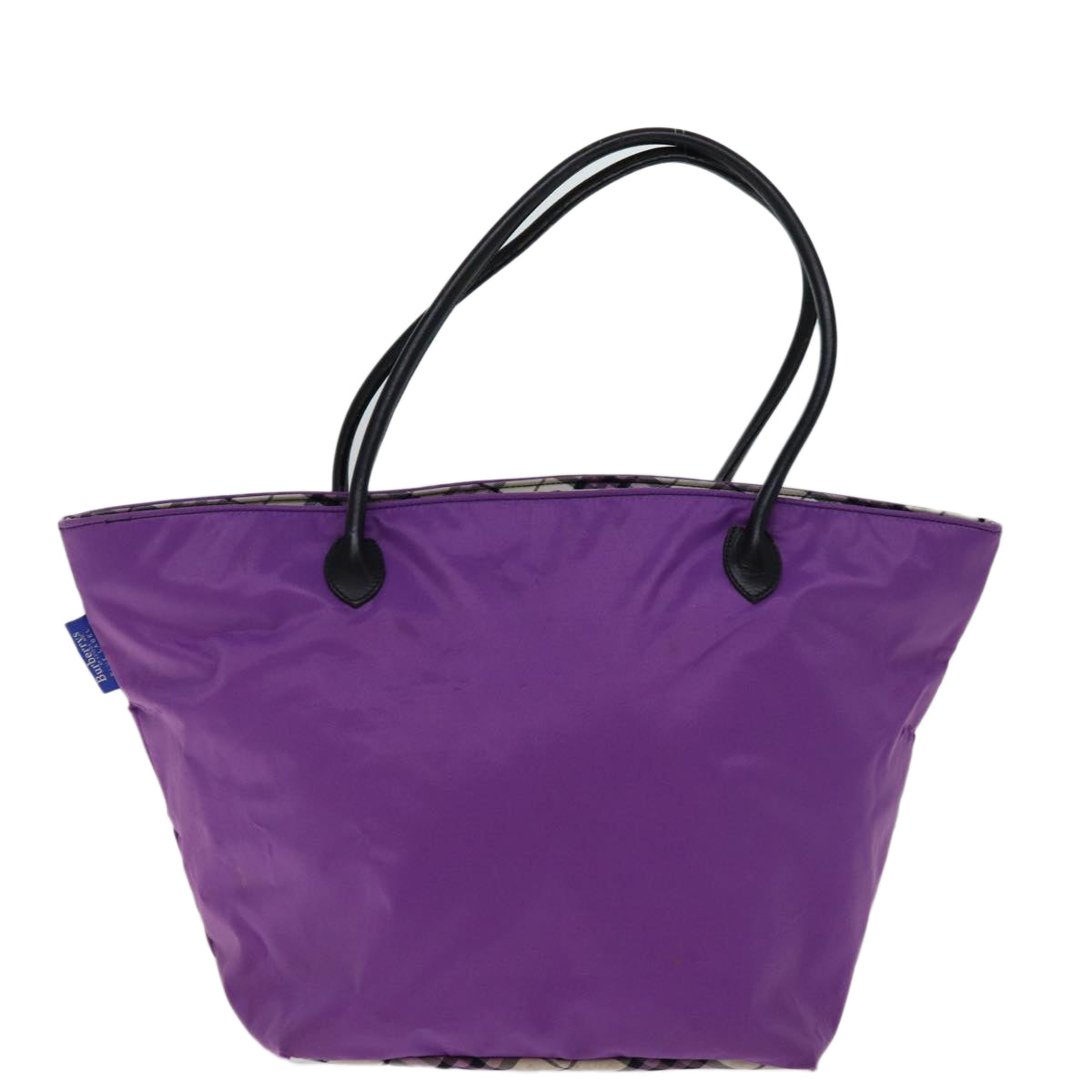 Burberrys Nova Check Blue Label Tote Bag Nylon Purple Auth bs14287 - 0