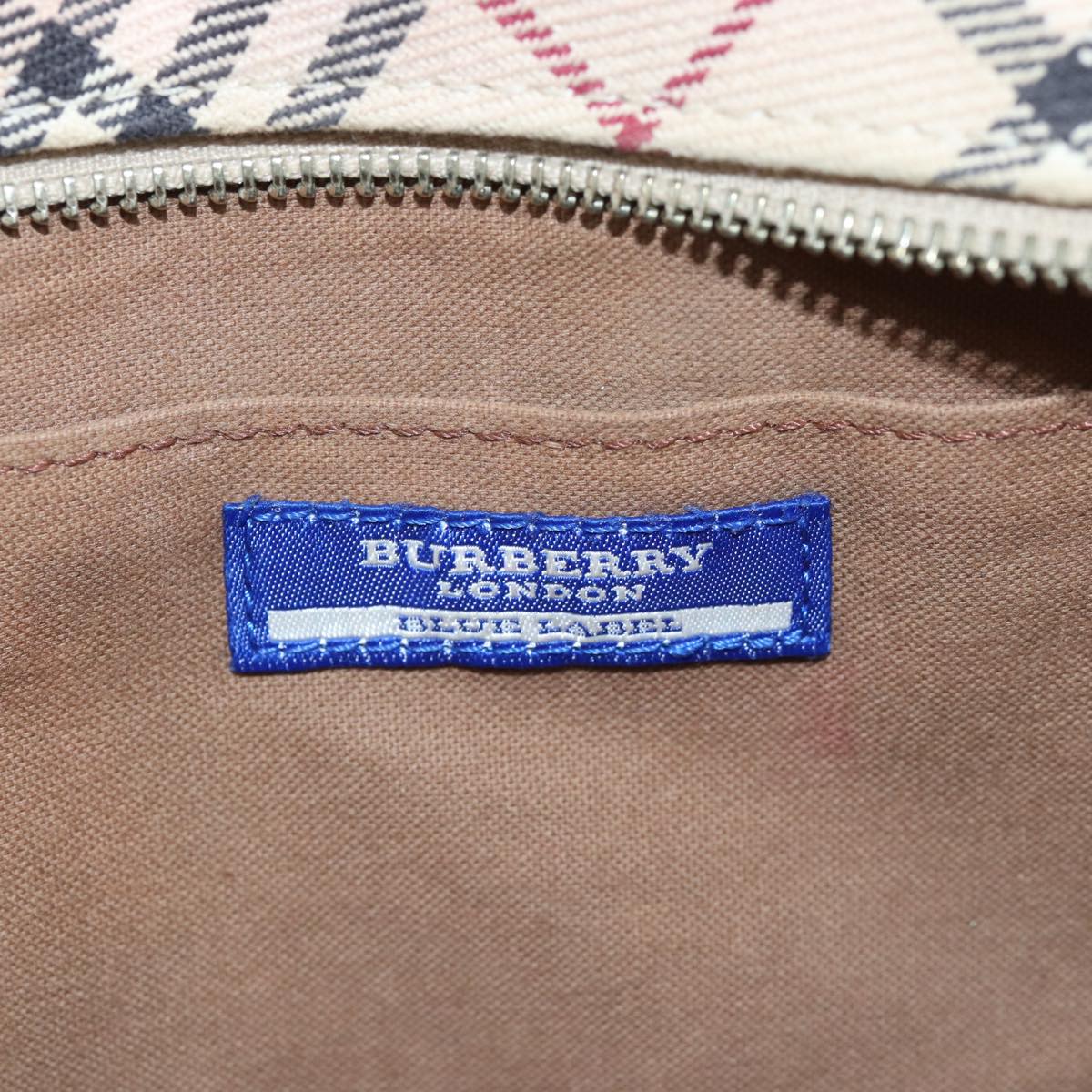 BURBERRY Nova Check Blue Label Hand Bag Canvas Beige Auth bs14288