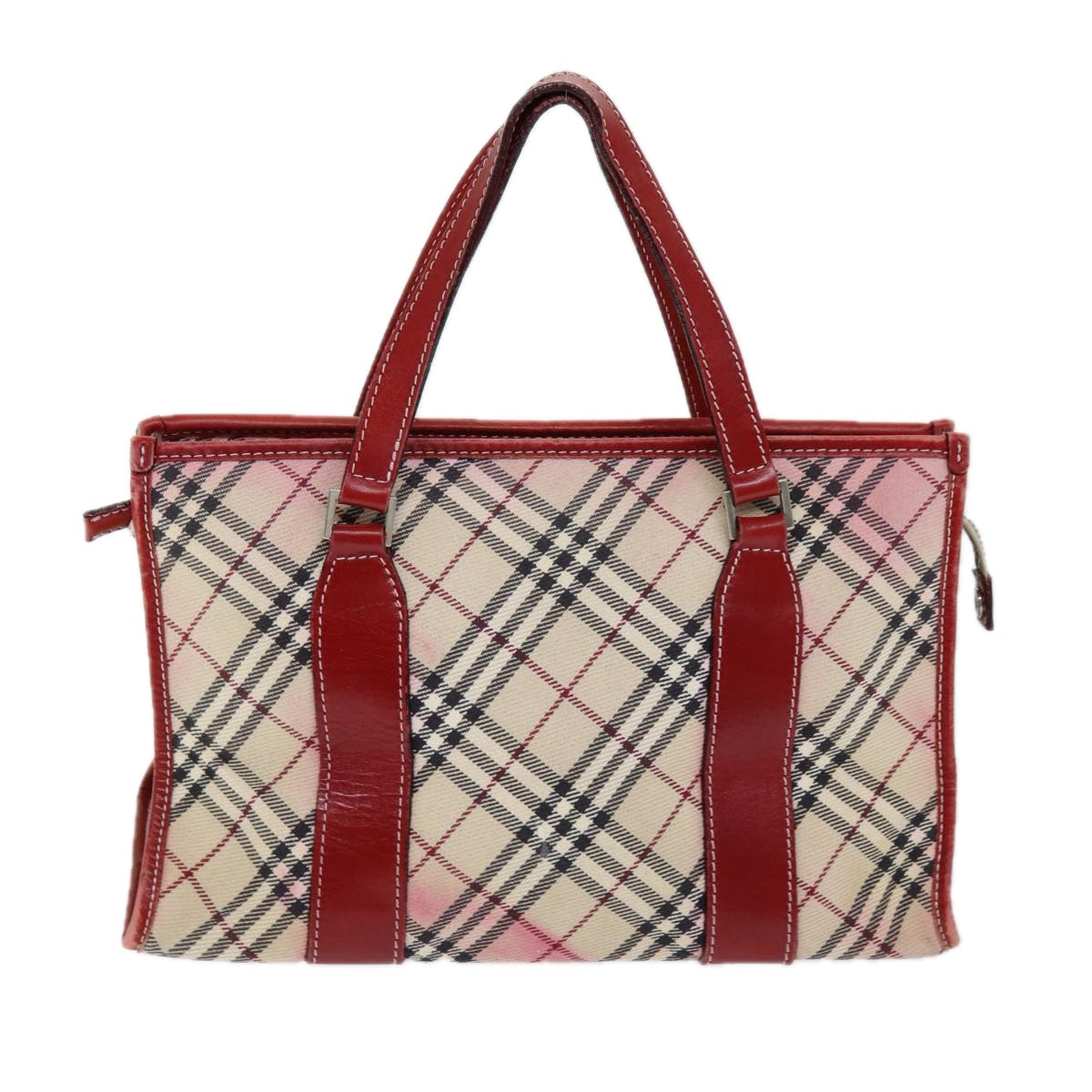 BURBERRY Nova Check Blue Label Hand Bag Canvas Beige Auth bs14288