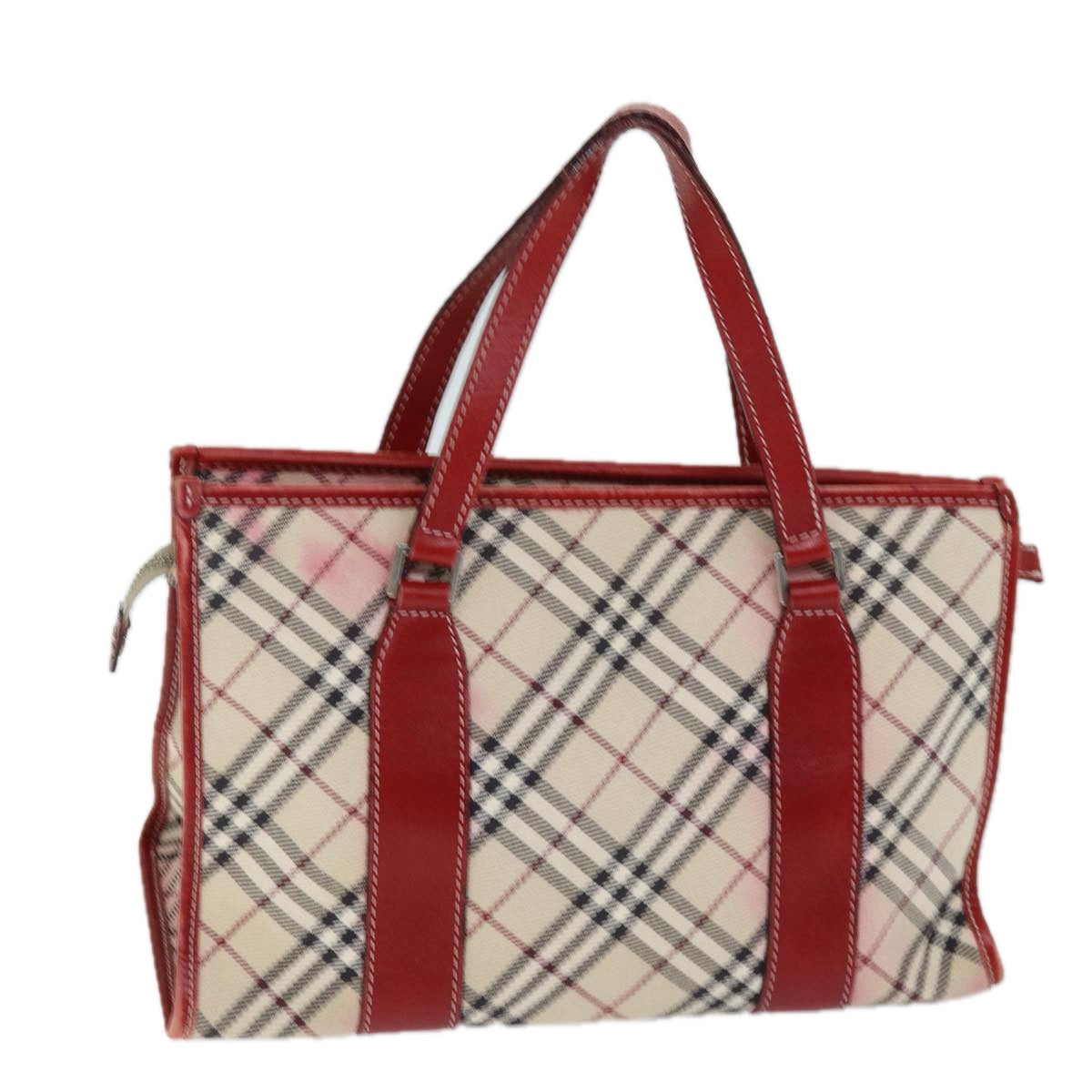 BURBERRY Nova Check Blue Label Hand Bag Canvas Beige Auth bs14288 - 0