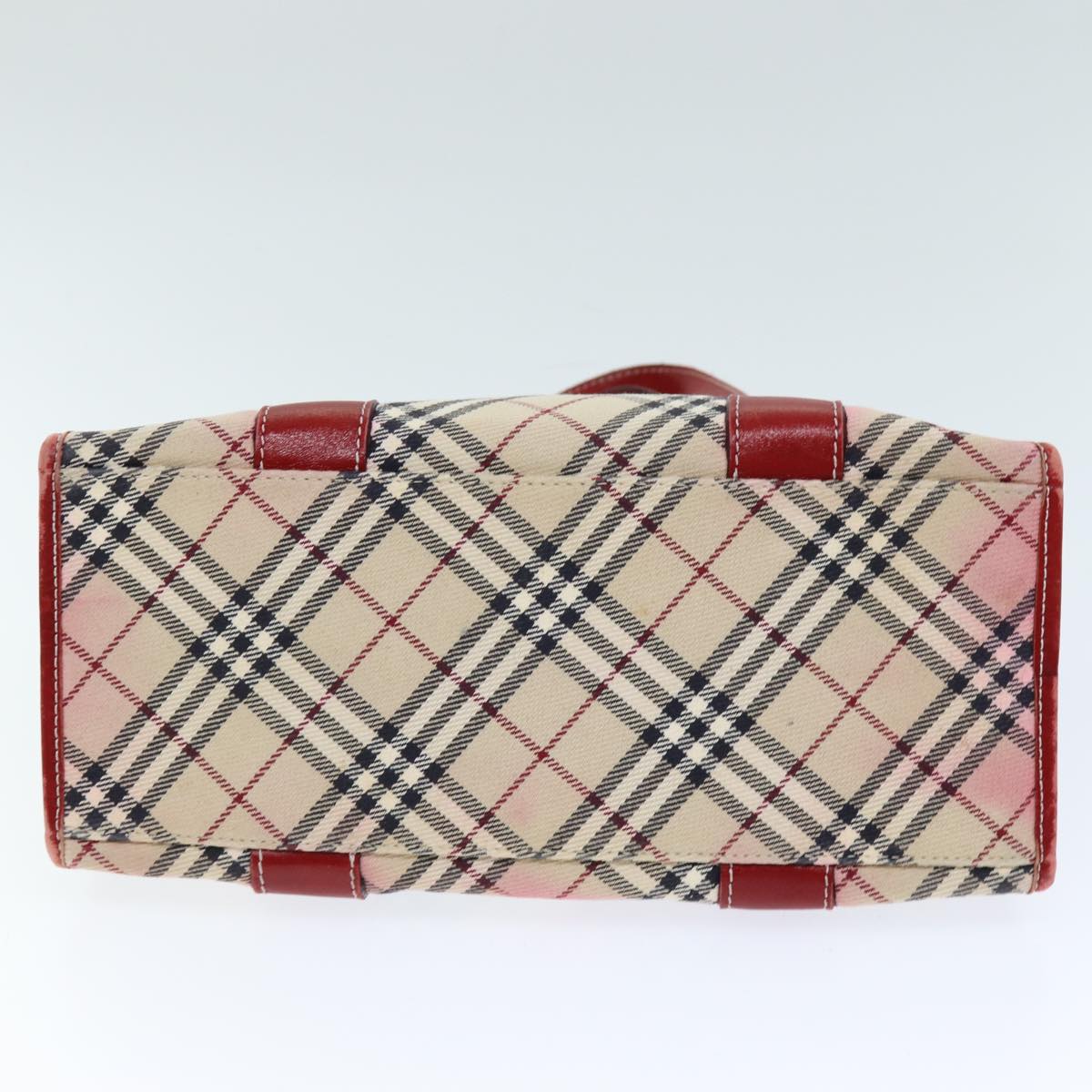 BURBERRY Nova Check Blue Label Hand Bag Canvas Beige Auth bs14288