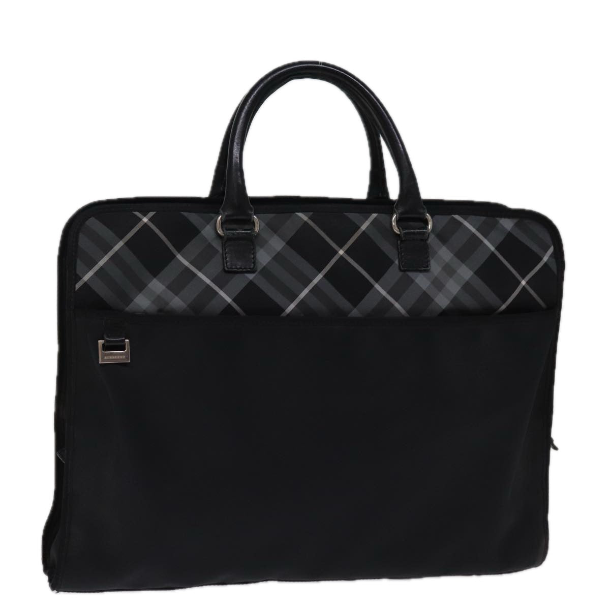 BURBERRY Nova Check Business Bag Nylon Black Auth bs14290