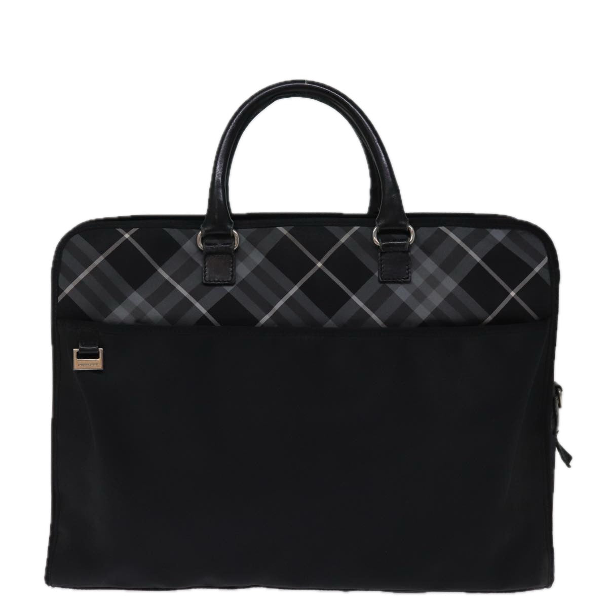 BURBERRY Nova Check Business Bag Nylon Black Auth bs14290