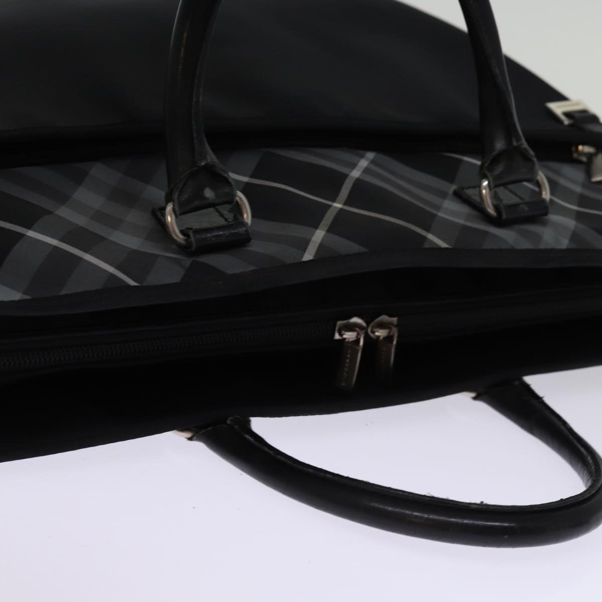 BURBERRY Nova Check Business Bag Nylon Black Auth bs14290