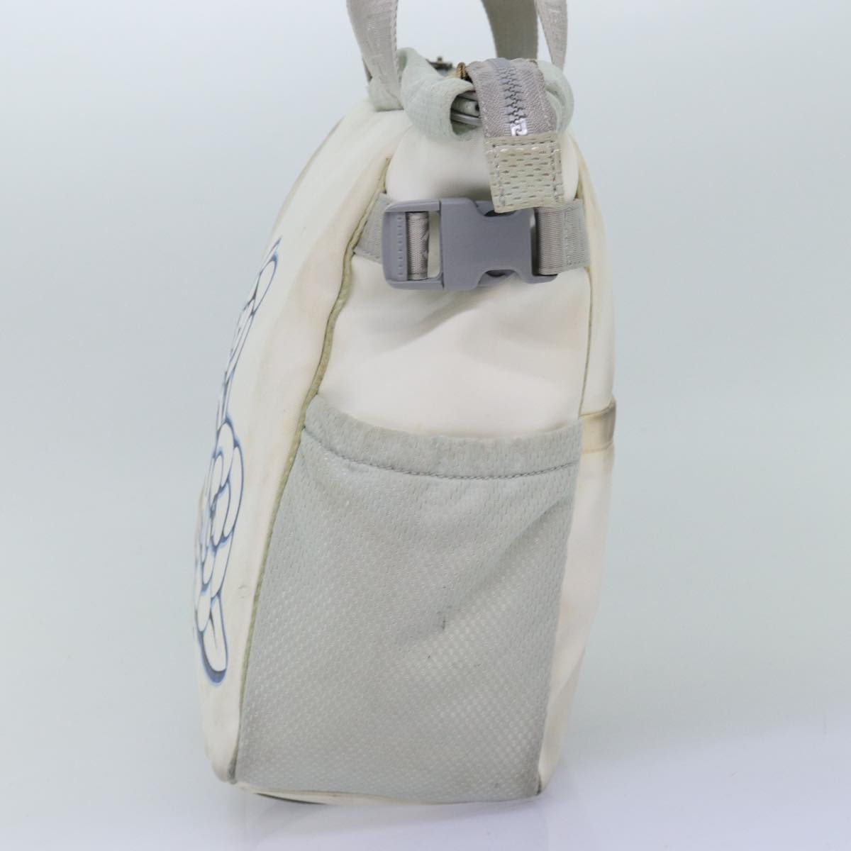 CHANEL Tote Bag Nylon White CC Auth bs14294
