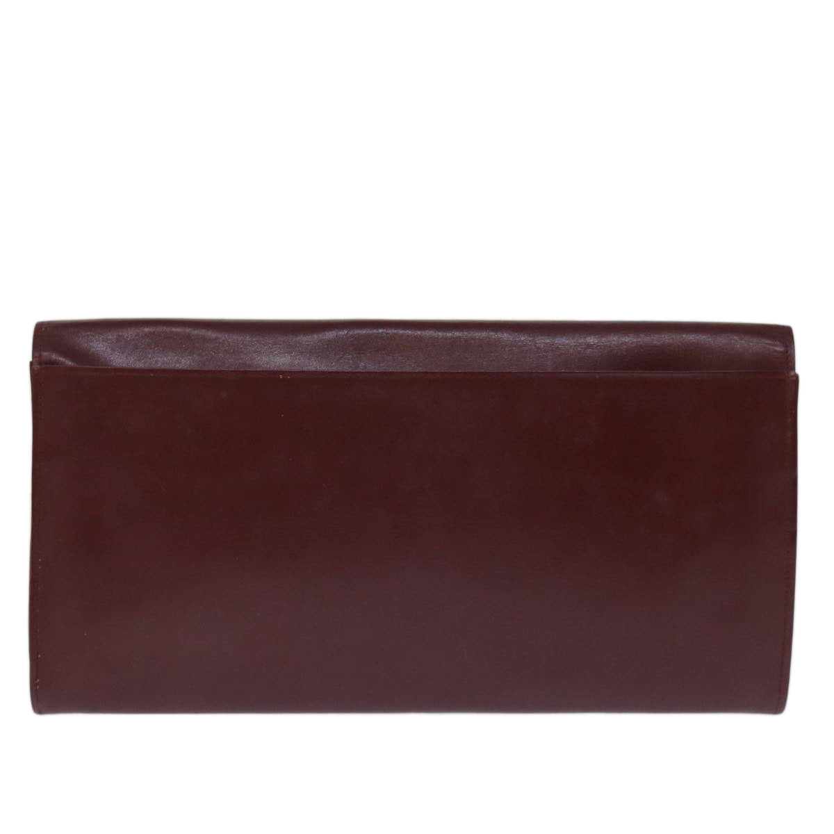 CARTIER Clutch Bag Leather Wine Red Auth bs14298 - 0