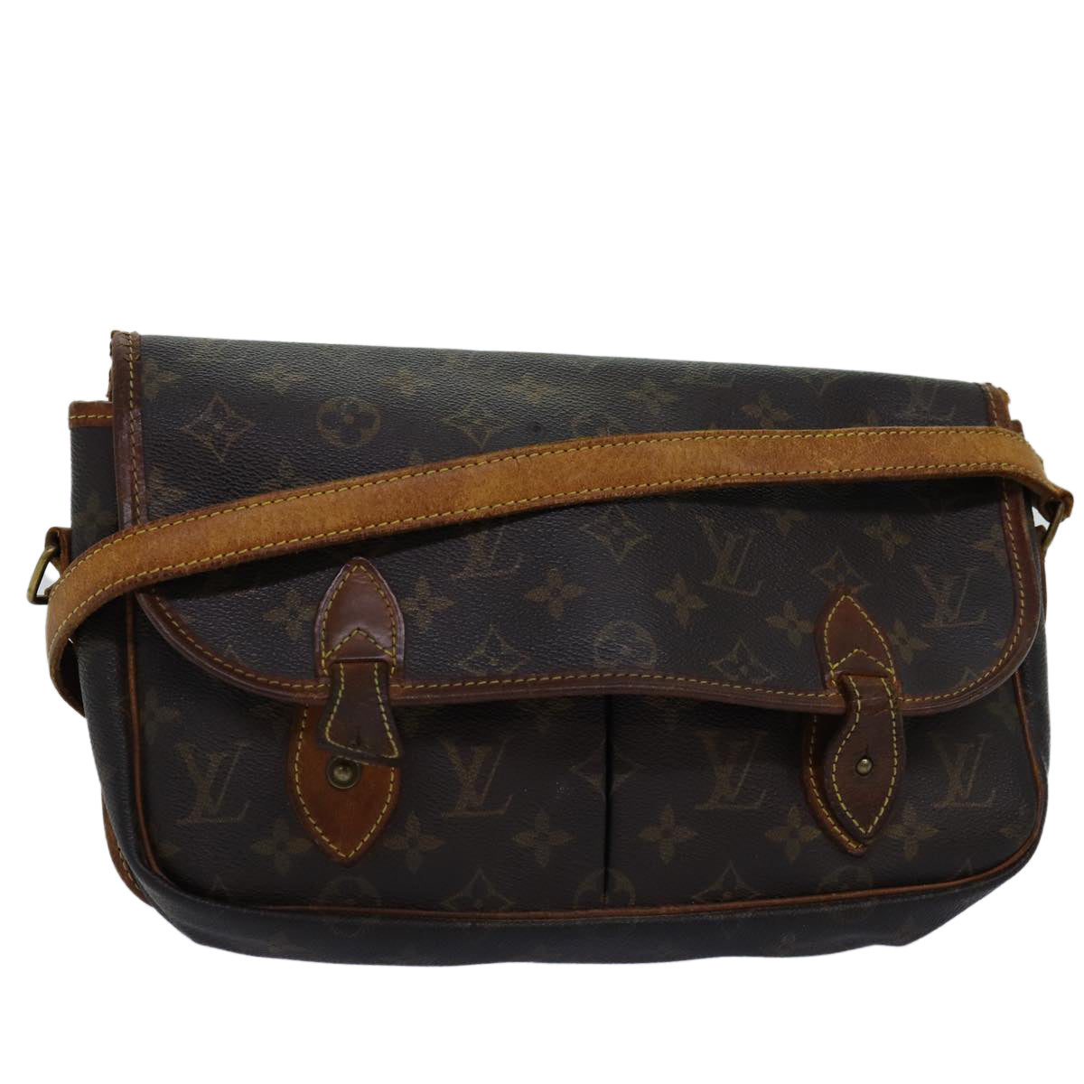 LOUIS VUITTON Monogram Gibeciere MM Shoulder Bag M42247 LV Auth bs14301