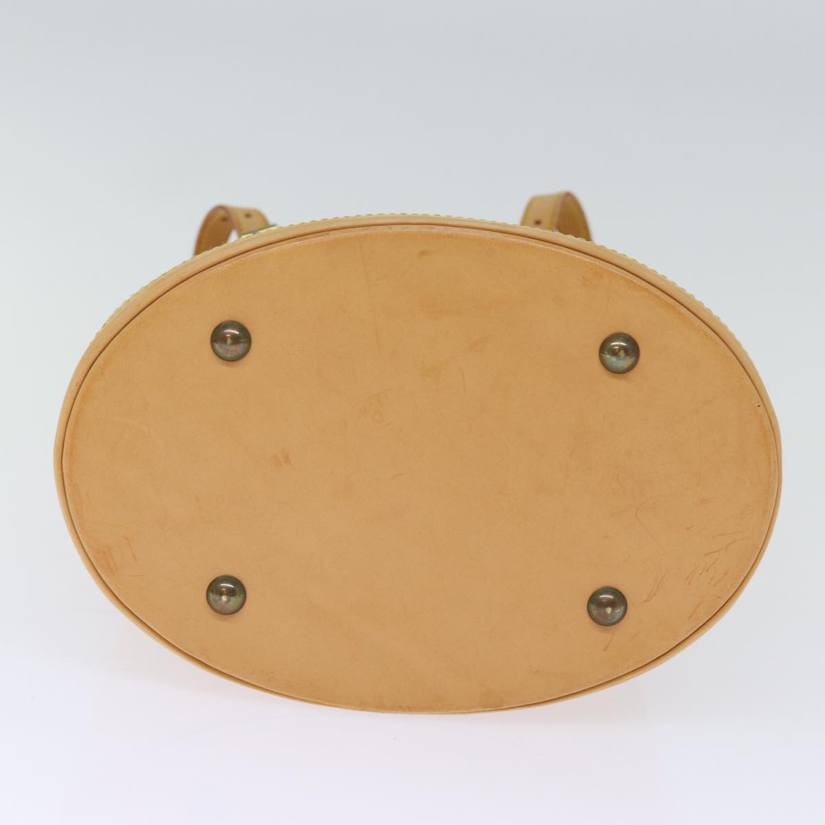 LOUIS VUITTON Nomad Leather Bucket PM Shoulder Bag Beige M85001 LV Auth bs14310