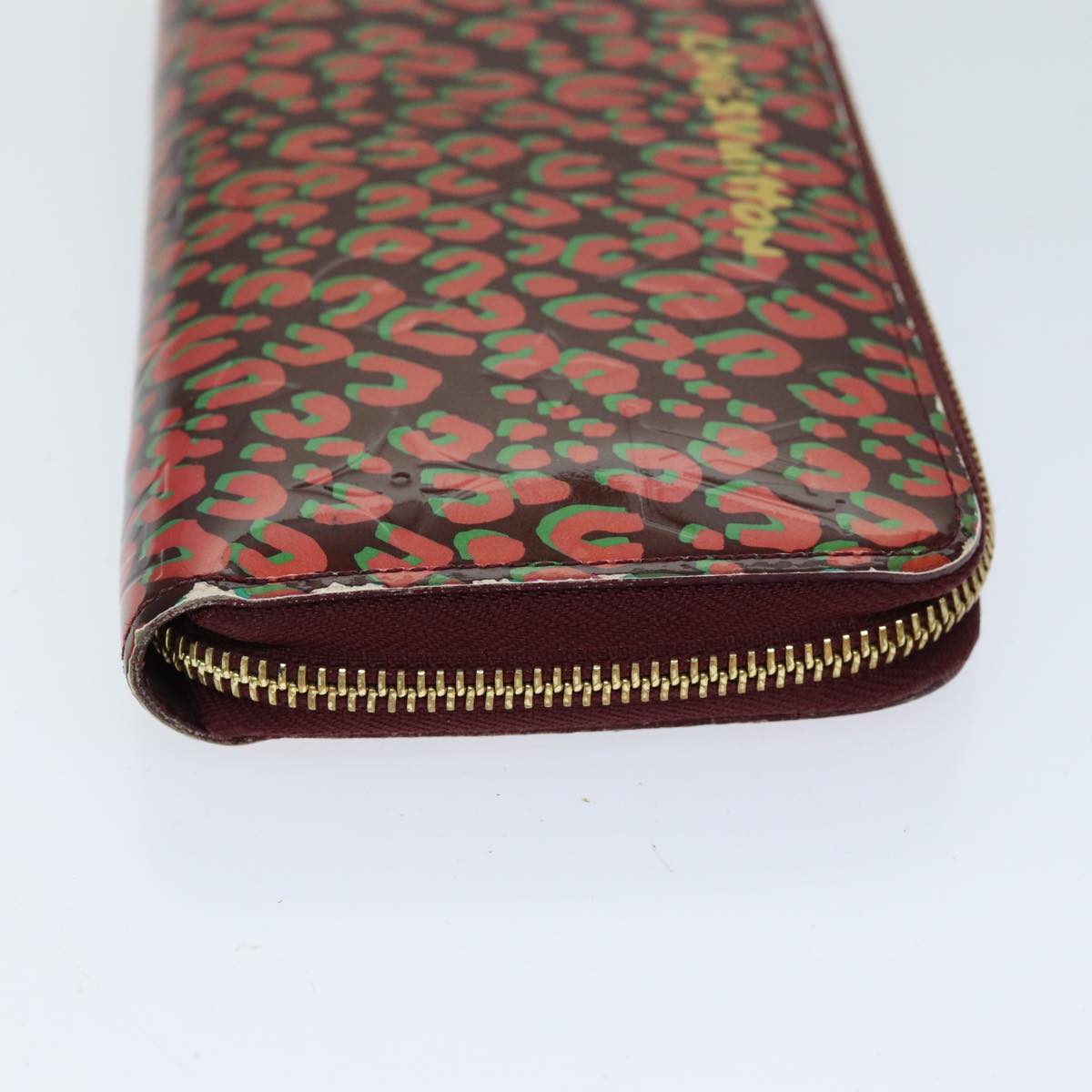 LOUIS VUITTON Vernis Leopard Zippy Wallet Long Wallet Pink M91477 Auth bs14311