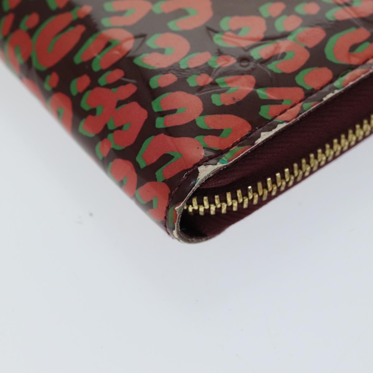 LOUIS VUITTON Vernis Leopard Zippy Wallet Long Wallet Pink M91477 Auth bs14311