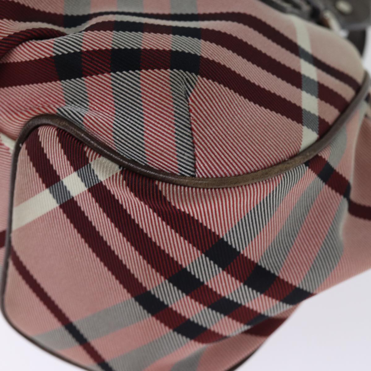 BURBERRY Nova Check Blue Label Hand Bag Canvas Pink Auth bs14318