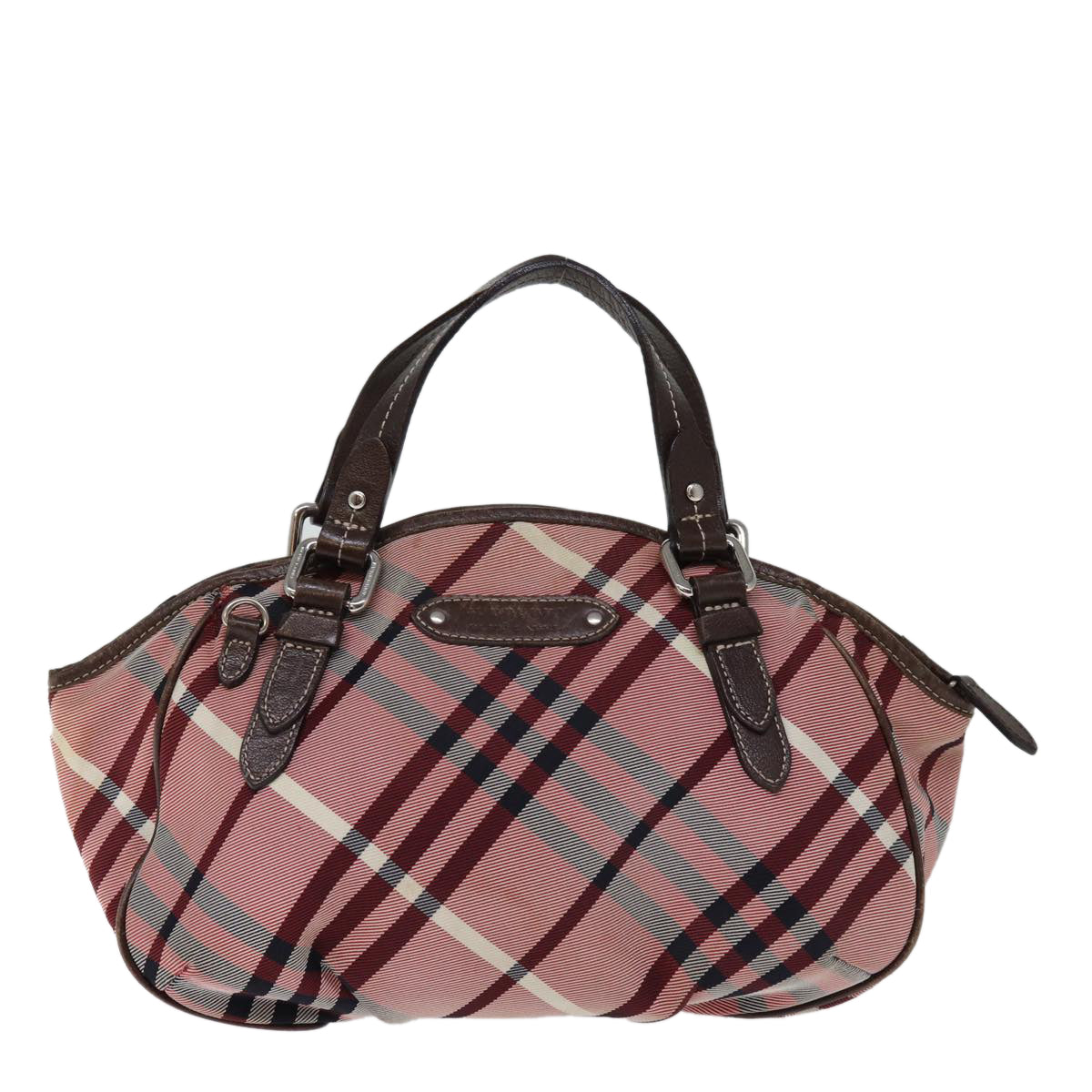 BURBERRY Nova Check Blue Label Hand Bag Canvas Pink Auth bs14318