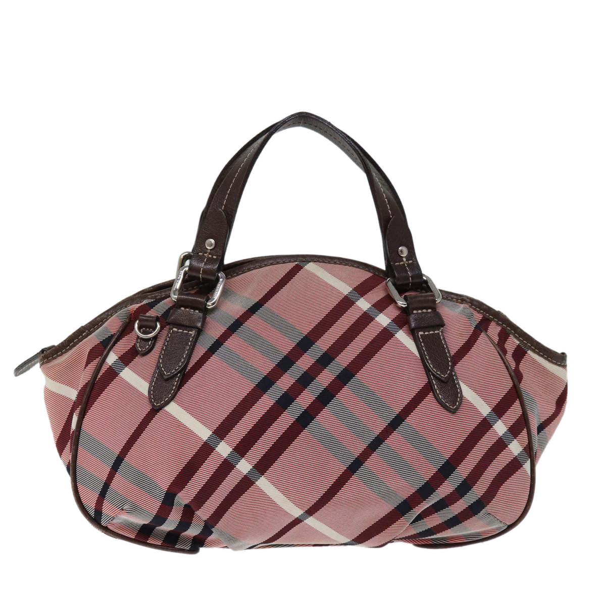 BURBERRY Nova Check Blue Label Hand Bag Canvas Pink Auth bs14318