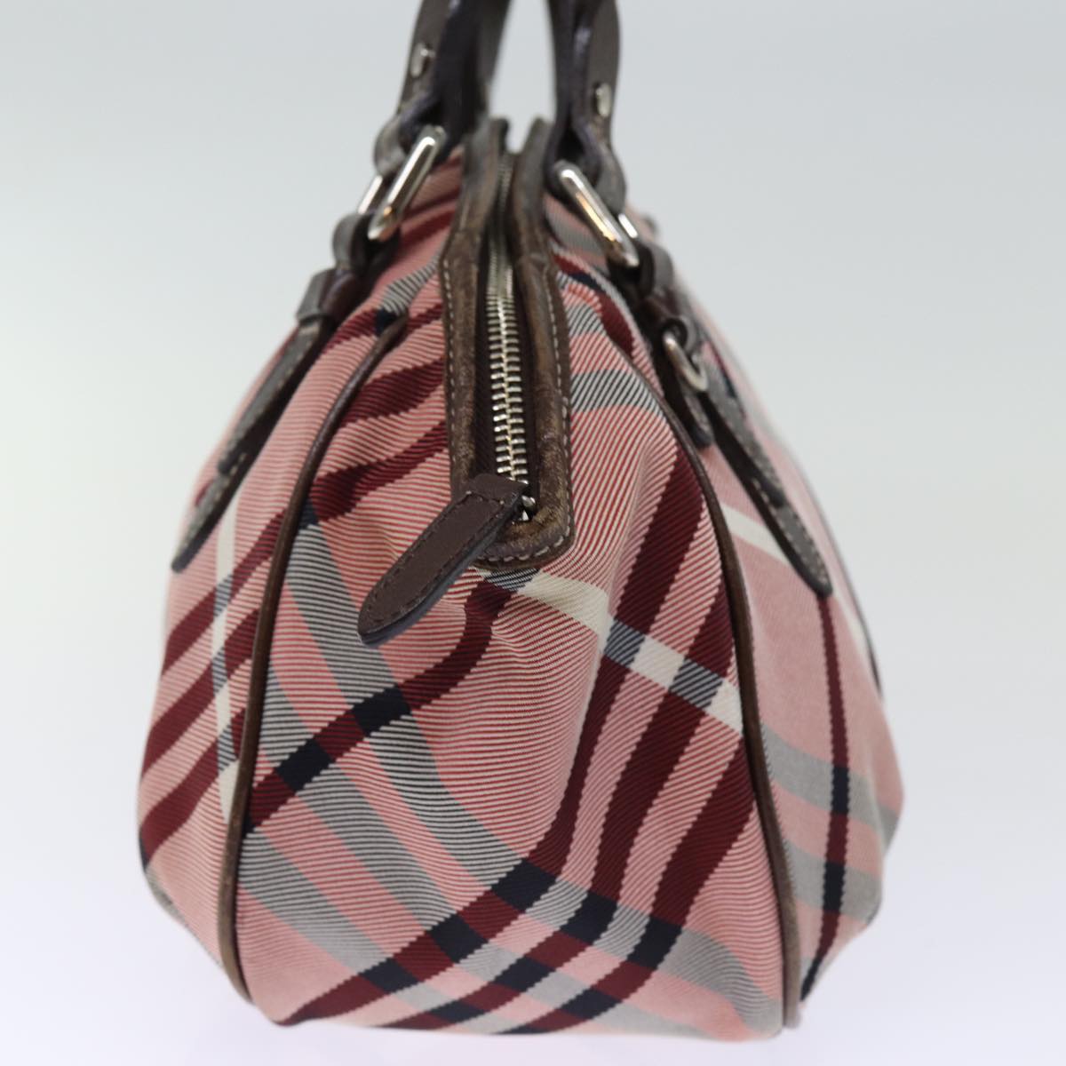 BURBERRY Nova Check Blue Label Hand Bag Canvas Pink Auth bs14318