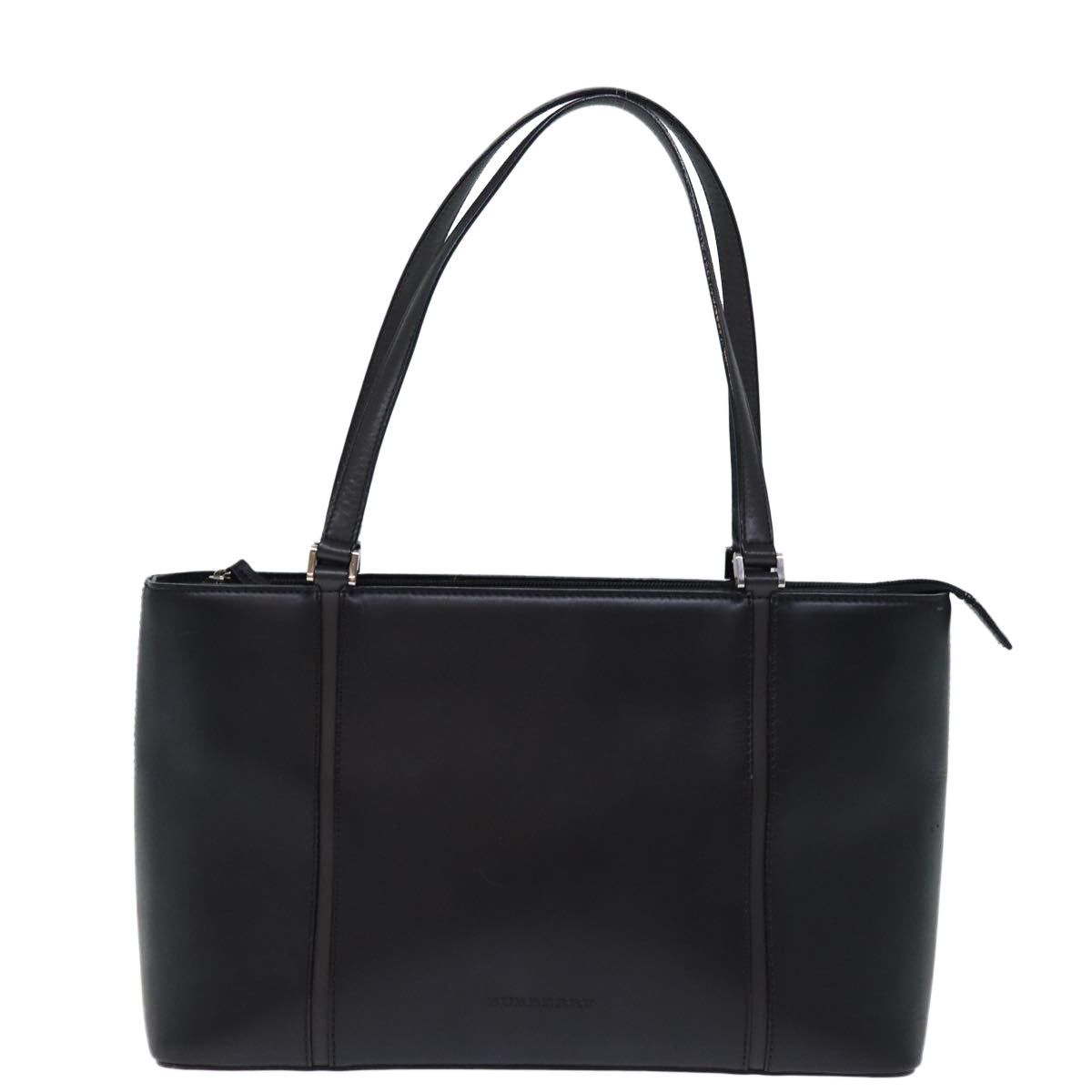 BURBERRY Tote Bag Leather Black Auth bs14319