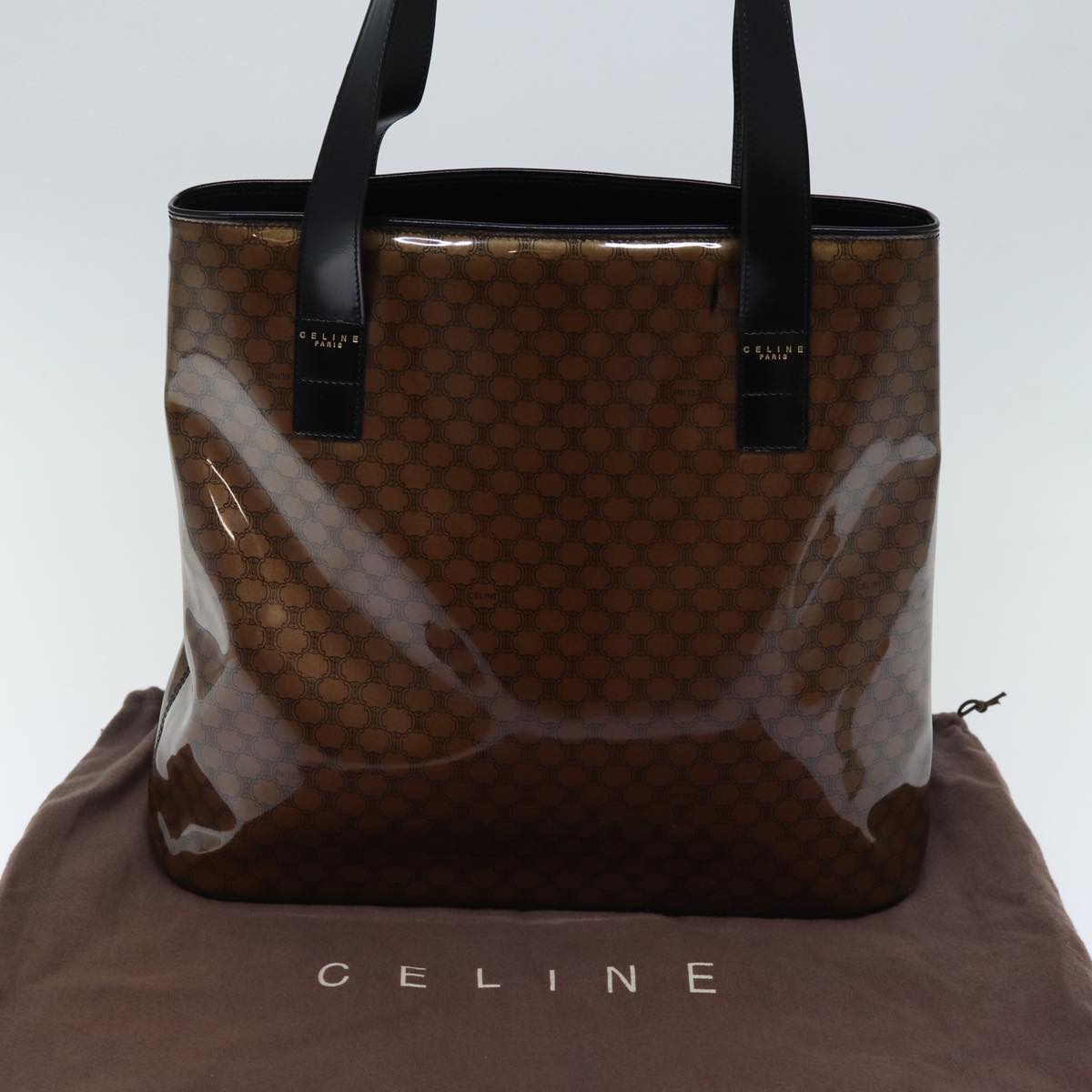 CELINE Macadam Canvas Tote Bag Brown Auth bs14321