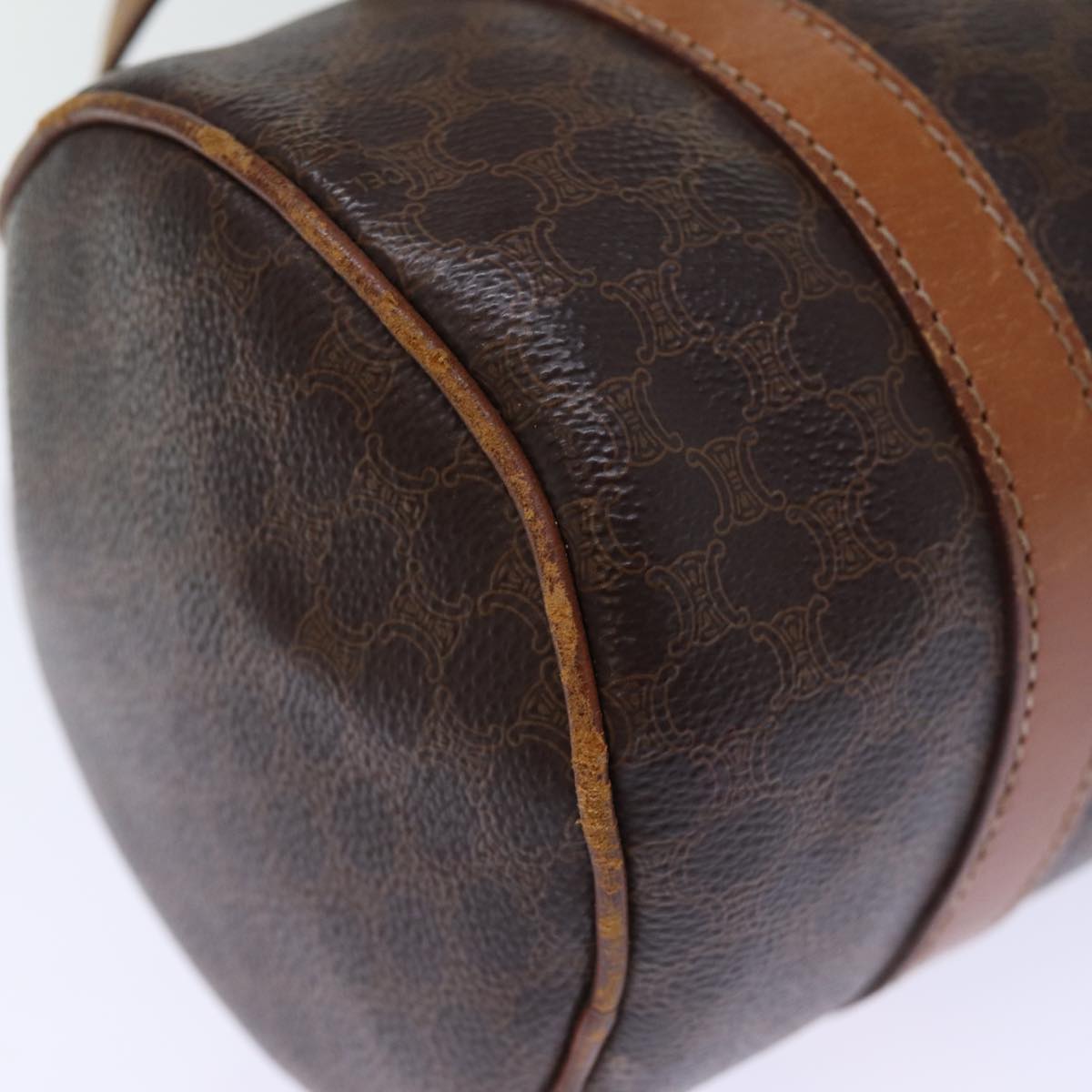 CELINE Macadam Canvas Hand Bag PVC Brown Auth bs14322