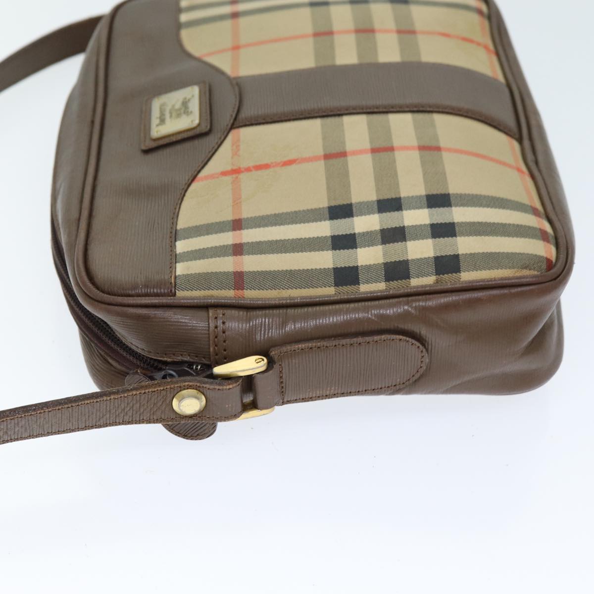 Burberrys Nova Check Shoulder Bag Canvas Beige Auth bs14325