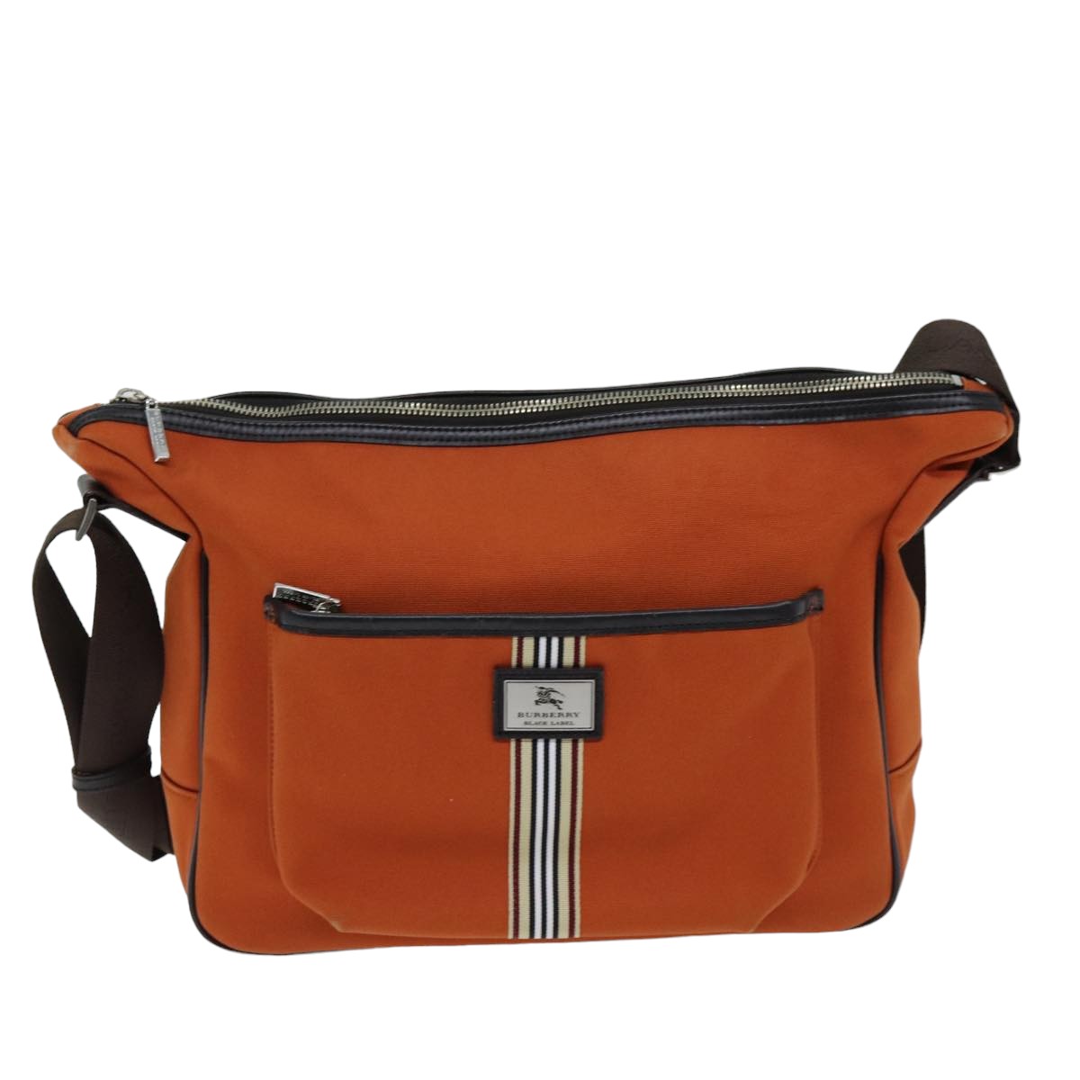 BURBERRY Black label Shoulder Bag Canvas Orange Auth bs14348