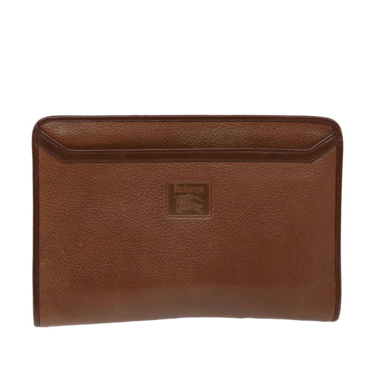 Burberrys Clutch Bag Leather Brown Auth bs14350