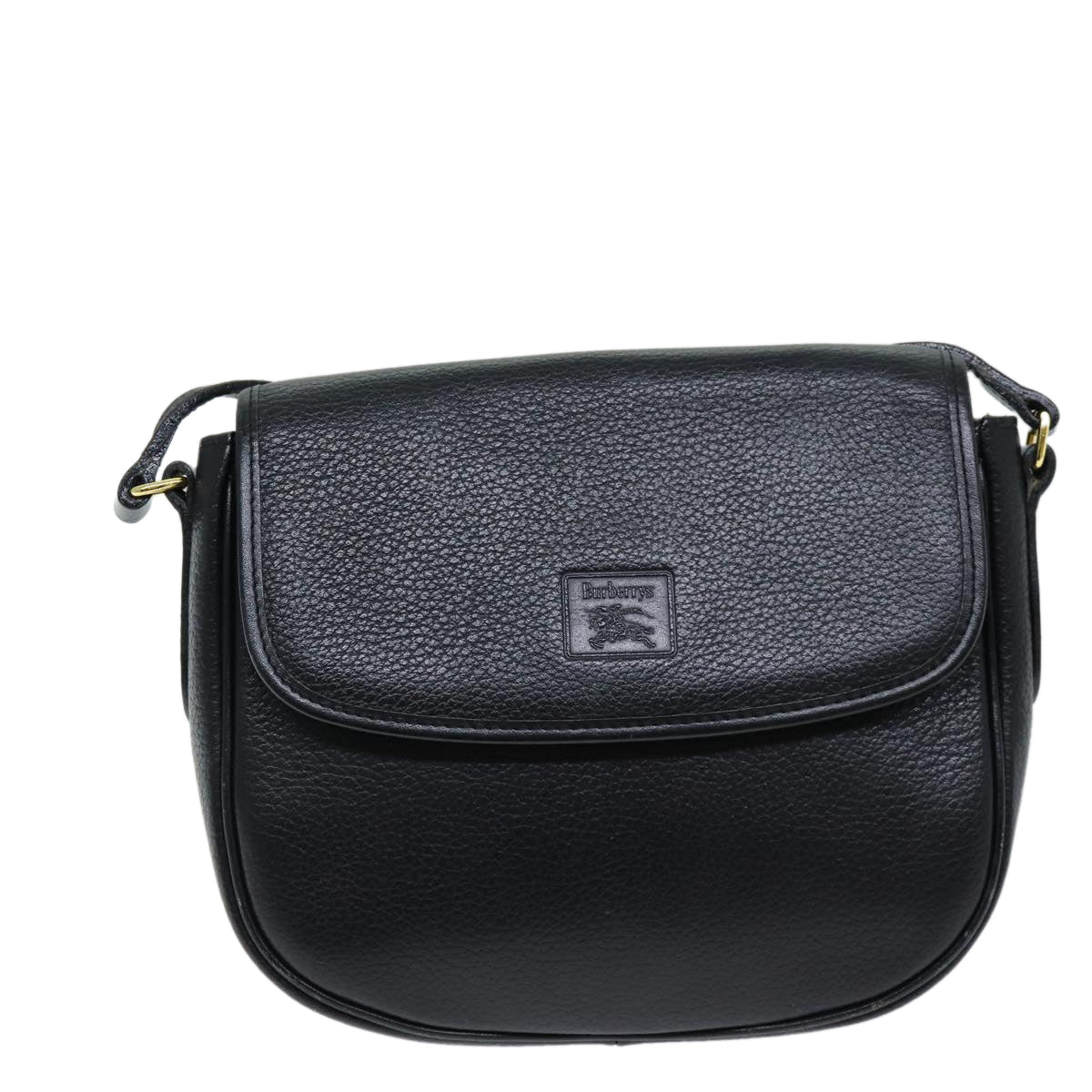 Burberrys Shoulder Bag Leather Black Auth bs14366