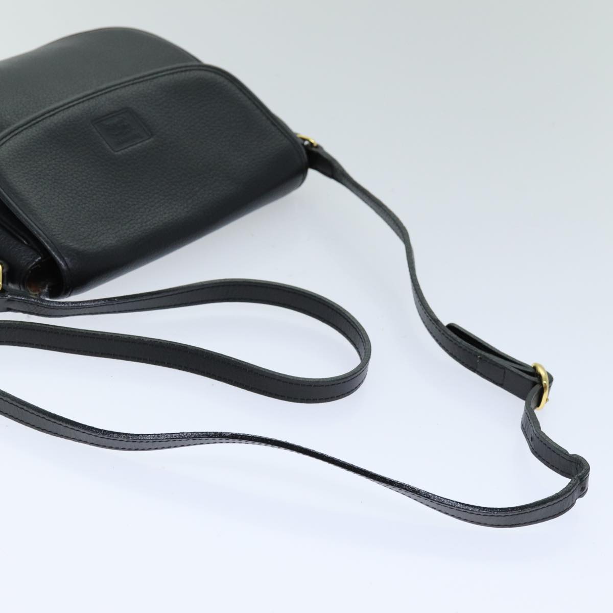 Burberrys Shoulder Bag Leather Black Auth bs14366