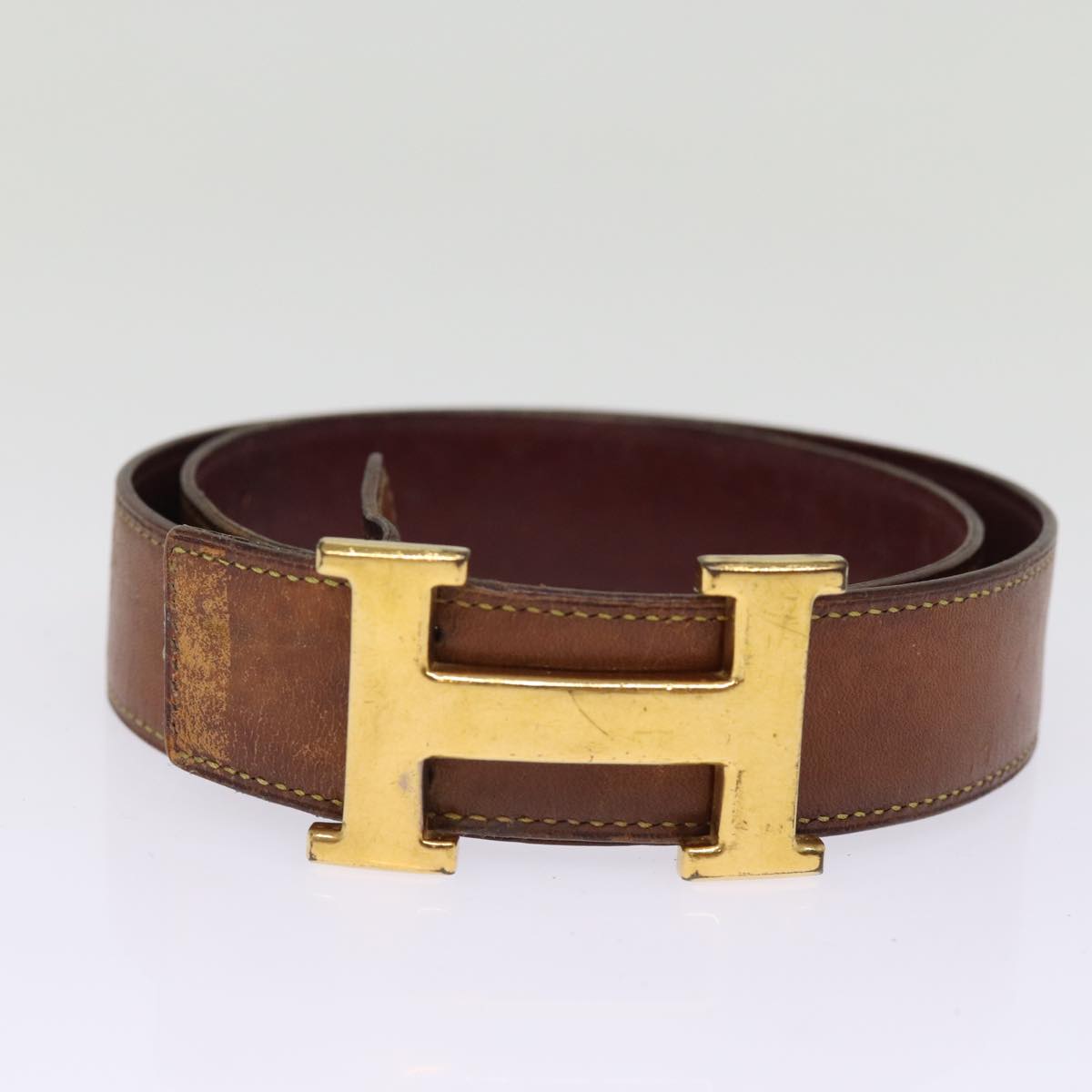 HERMES Constance Belt Leather 30.7"" Brown Auth bs14375 - 0