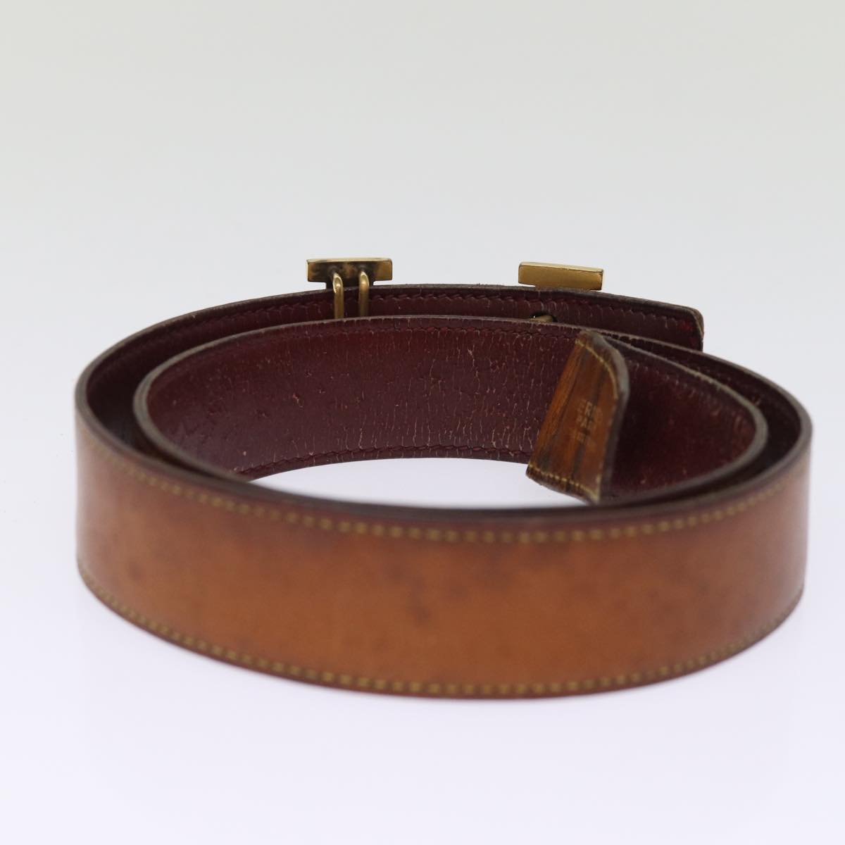 HERMES Constance Belt Leather 30.7"" Brown Auth bs14375