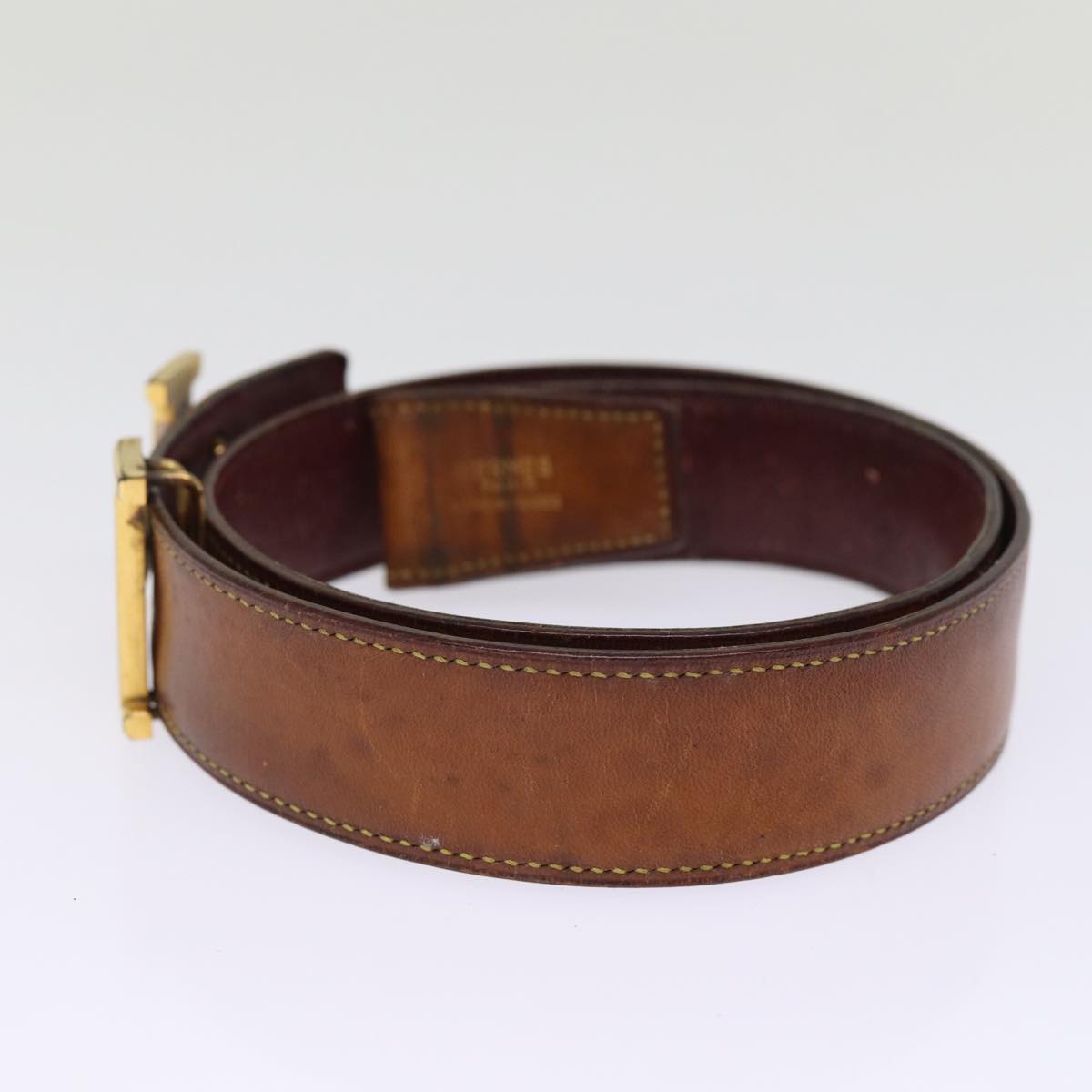 HERMES Constance Belt Leather 30.7"" Brown Auth bs14375