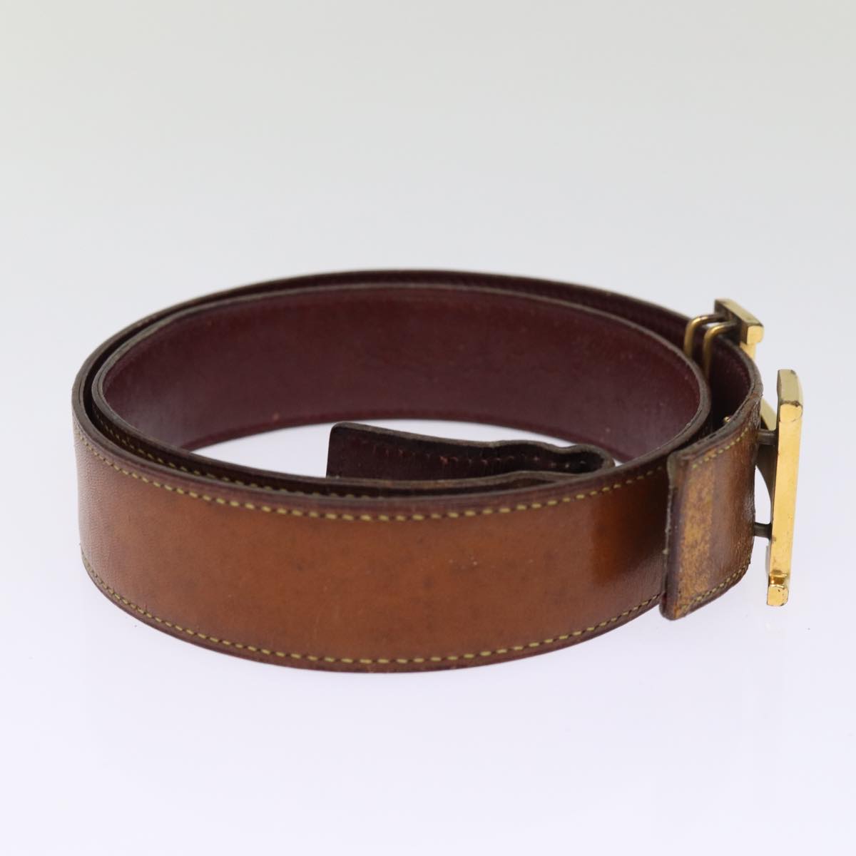 HERMES Constance Belt Leather 30.7"" Brown Auth bs14375