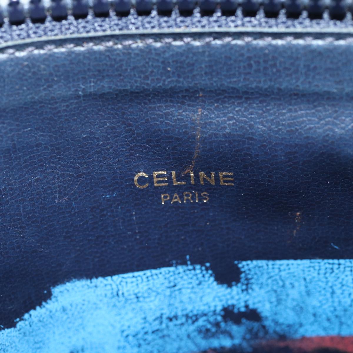 CELINE C Macadam Canvas Pouch Navy Auth bs14376