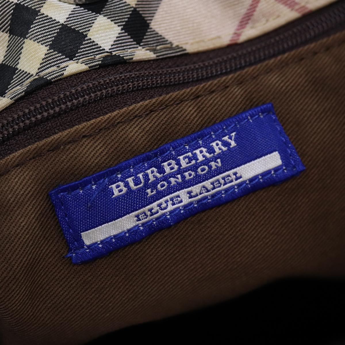 BURBERRY Nova Check Blue Label Hand Bag Canvas Beige Auth bs14383