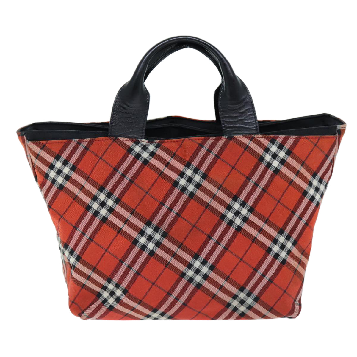 BURBERRY Nova Check Hand Bag Nylon Red Auth bs14384