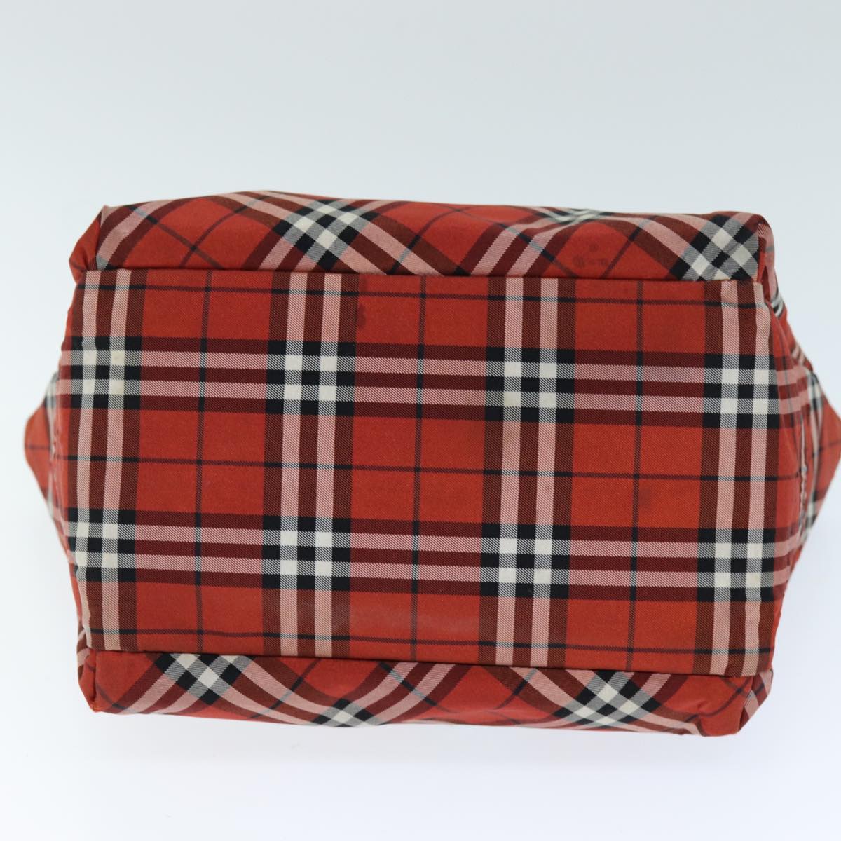 BURBERRY Nova Check Hand Bag Nylon Red Auth bs14384